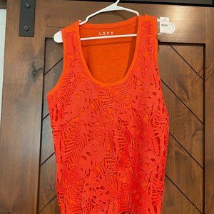 LOFT Orange Embroidered sleeve less top